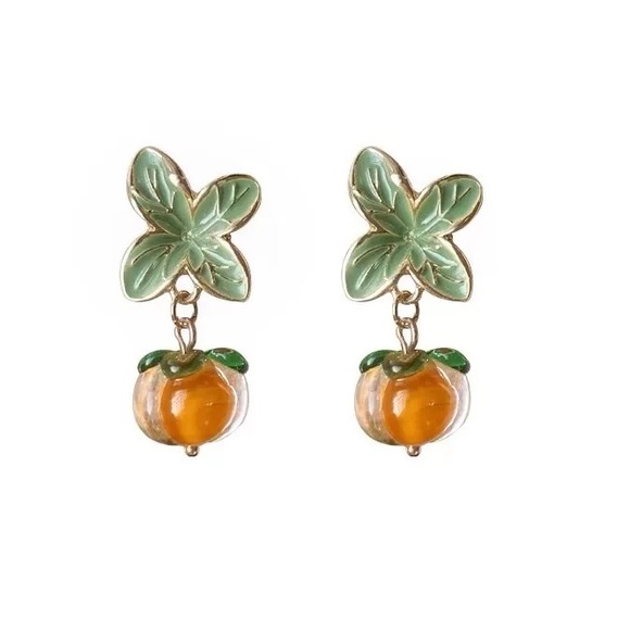 New Persimmon Glass Earrings - Picture 6 of 7